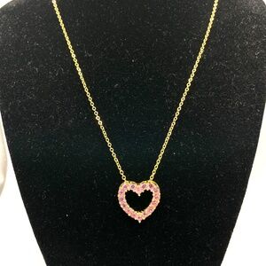 Joan Rivers Vintage Pink Heart Pendant Necklace Signed